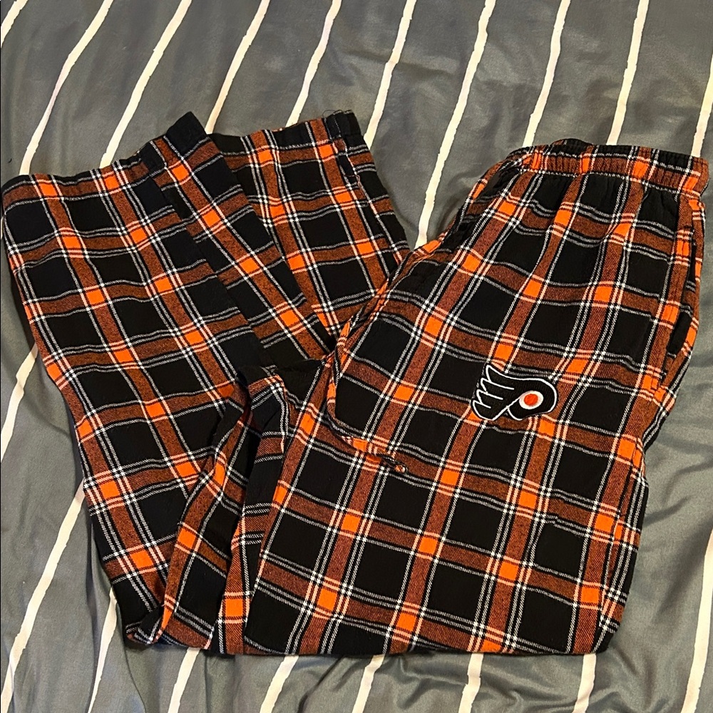 Plaid Black and Orange flannel bottoms